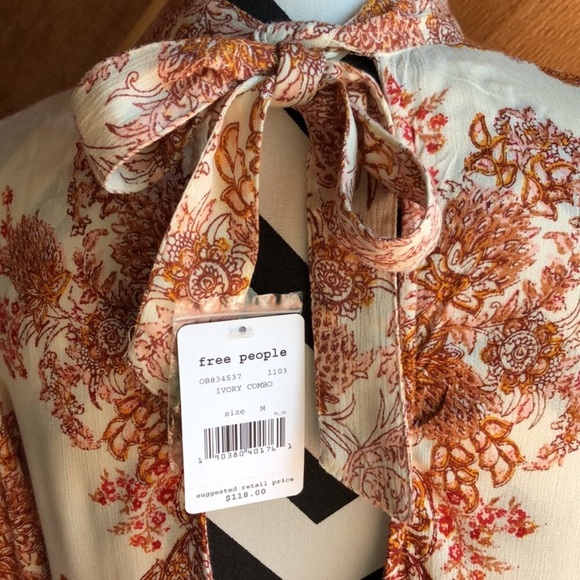 Free People Lady Luck Boho Tunic Ivory Combo M - Picture 15 of 16